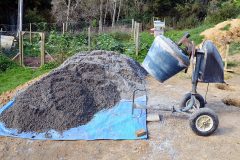 Builders mix and cement mixer at the ready